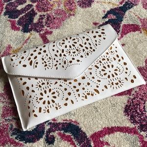 Lasercut White and Gold Clutch